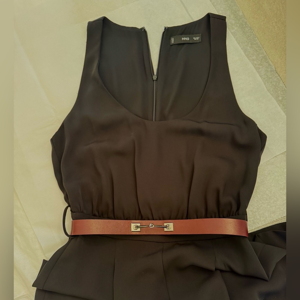 Mango Black Scoop-Neck Sleeveless Jumpsuit
